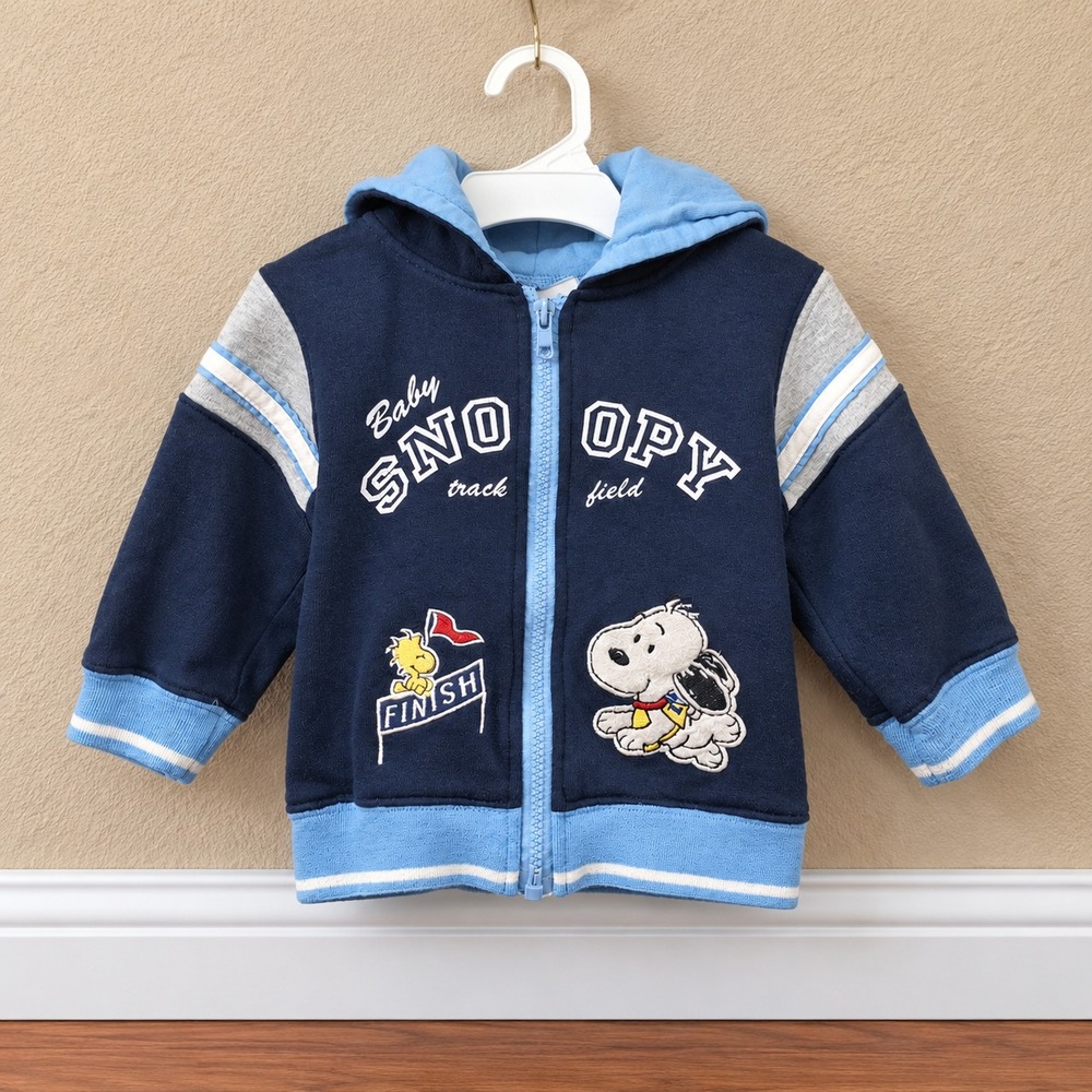Baby Snoopy Peanuts Hoodie 18M Navy Track Field Zip Up Jacket Athletic